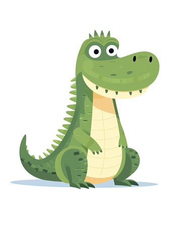 Alligator. Illustration of Cute Crocodile Character Cartoon Vector. Education card for kids learning animals.の素材