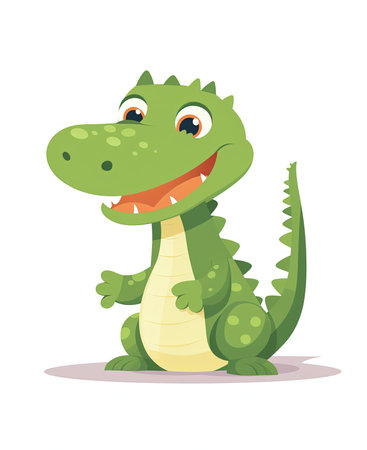 Cute cartoon crocodile. Vector illustration isolated on white background.の素材