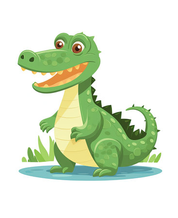 Cartoon crocodile. Vector illustration isolated on a white background.の素材