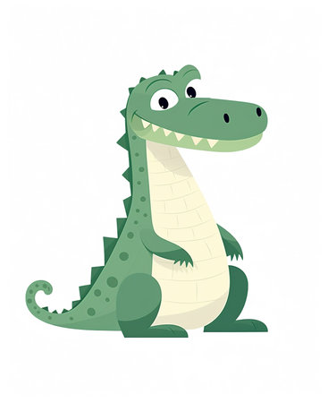 Cute crocodile isolated on a white background. Vector illustration.の素材