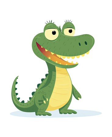 Cartoon crocodile. Vector illustration isolated on a white background.の素材