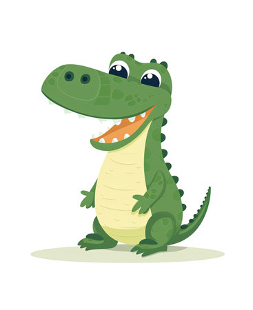 Cute cartoon crocodile. Vector illustration isolated on white background.の素材