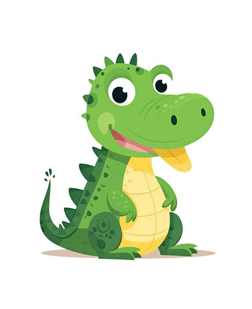 Cute cartoon crocodile. Vector illustration isolated on white background.の素材