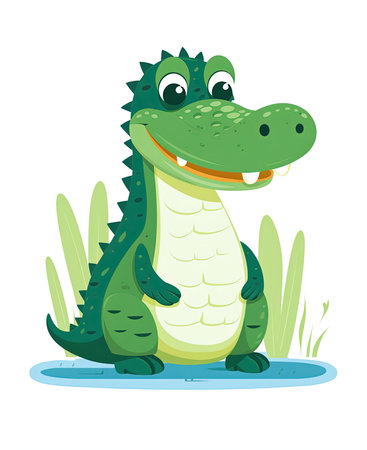 Cute crocodile on a white background. Cartoon vector illustration.の素材