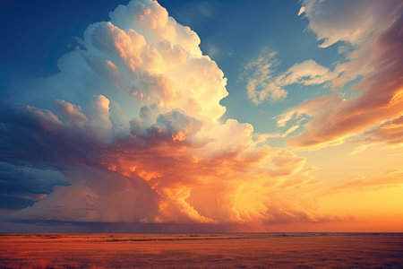 Beautiful sunset over the sea. Dramatic sky with clouds.の素材