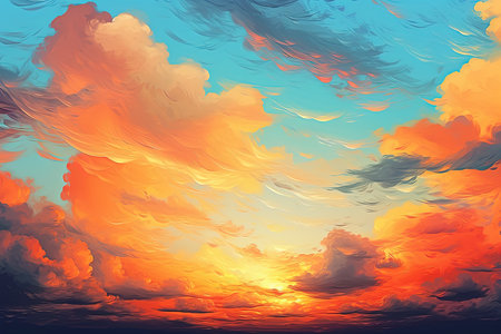 beautiful sunset in the clouds. 3d rendering, 3d illustrationの素材
