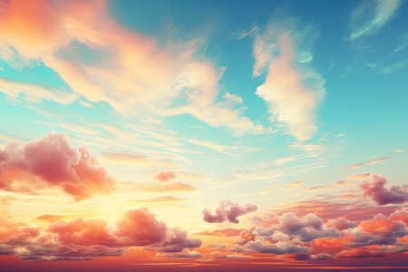 Beautiful sunset sky with clouds. Nature background. 3d renderingの素材