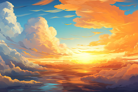 Beautiful sunset over the sea. Vector illustration. Eps 10.の素材