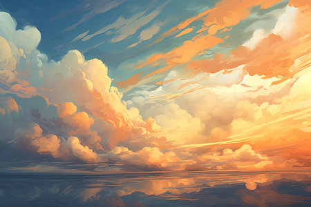 Beautiful sunset over the sea. 3d rendering, 3d illustration.の素材