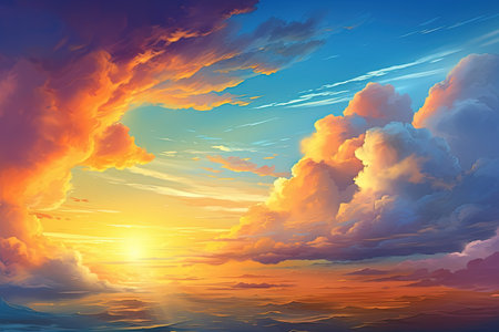 Beautiful sunset over the sea. Nature background. Vector illustration.の素材