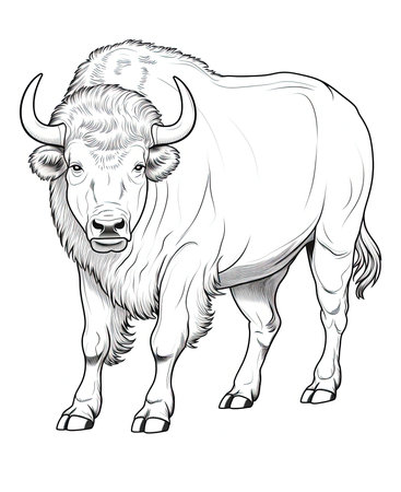 Vector image of a bison in the style of engravingの素材