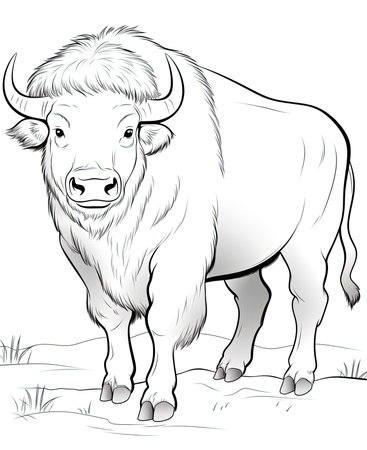 Buffalo black and white vector illustration.の素材
