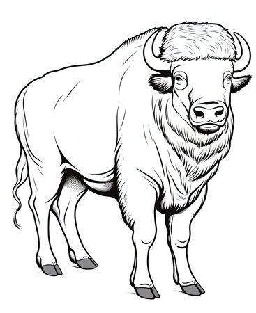 Buffalo isolated on white background. Vector illustration for your design.の素材
