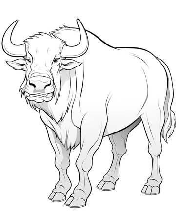 Buffalo on a white background. Vector illustration for your design.の素材