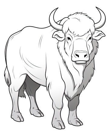 Vector illustration of a buffalo on a white background. Farm animal.の素材