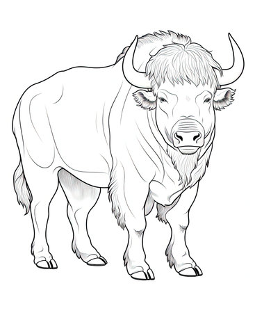 Vector image of a buffalo on a white background. Hand-drawn illustration.の素材
