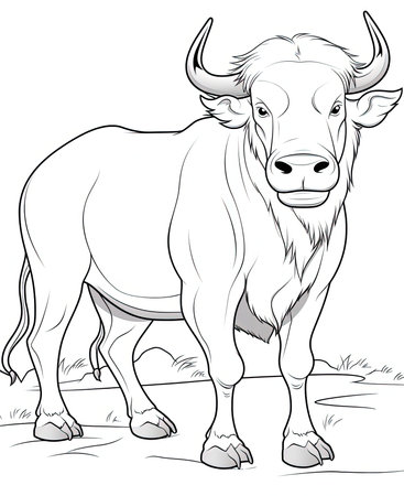 Vector illustration of a bull on a farm. Coloring book for children.の素材