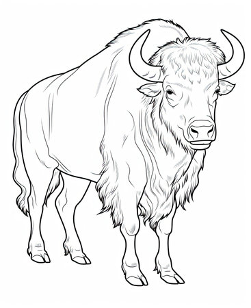 Bison, sketch for your design. Vector illustration ready for vinyl cutting.の素材