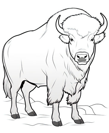 Bison - black and white vector illustration, no gradients.の素材