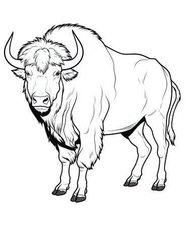 Vector image of a bison on a white background. Side view.の素材