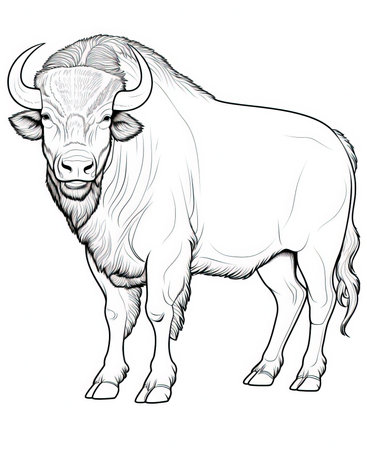 Vector image of a bison on a white background. Hand-drawn illustrationの素材