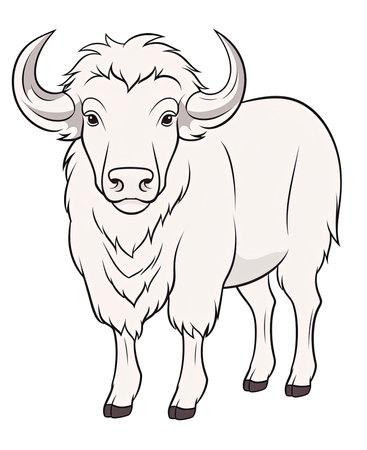 Buffalo. Vector illustration of a white buffalo. Isolated on white background.の素材