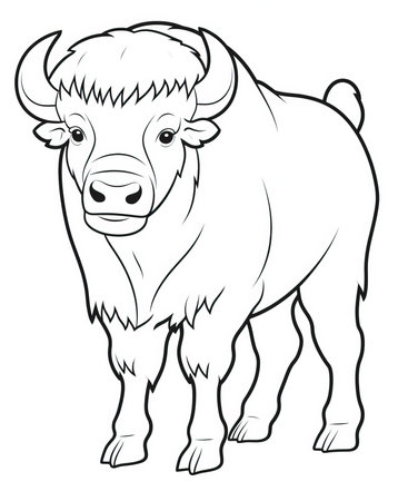 Bison - black and white vector illustration for coloring book or pageの素材