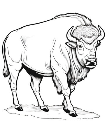 Illustration of bison on a white background. Vector illustration.の素材
