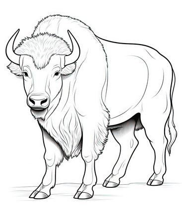 Illustration of a bison on a white background, vector illustrationの素材
