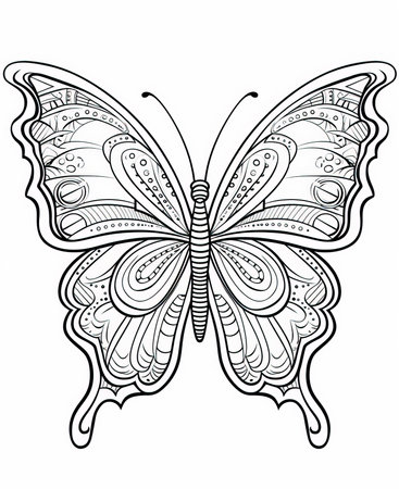 Butterfly coloring page for adults and children. Vector illustration.の素材