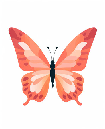 Butterfly isolated on white background. Vector illustration in flat style.の素材