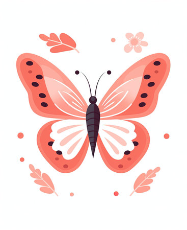Butterfly on a white background. Vector illustration in flat style.の素材