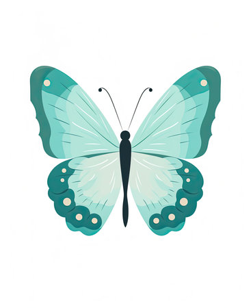 Beautiful blue butterfly isolated on a white background. Vector illustration.の素材