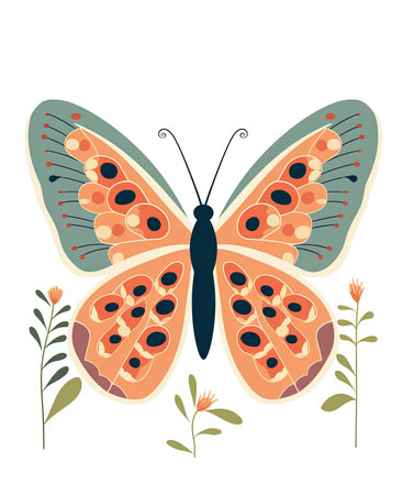 Butterfly on a white background. Vector illustration in flat style.の素材