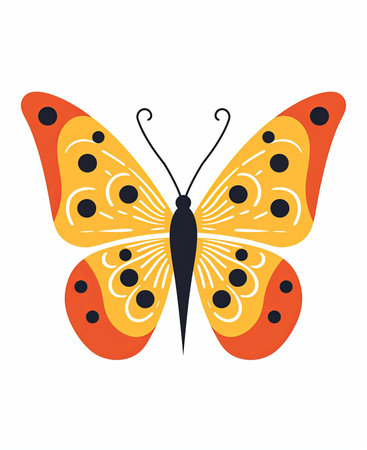 Butterfly isolated on a white background. Vector illustration in flat style.の素材