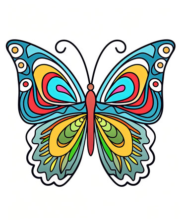 Colorful butterfly isolated on white background. Vector illustration for your designの素材