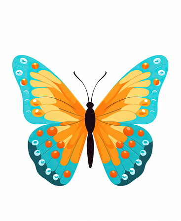 Beautiful butterfly isolated on a white background. Vector illustration in flat style.の素材