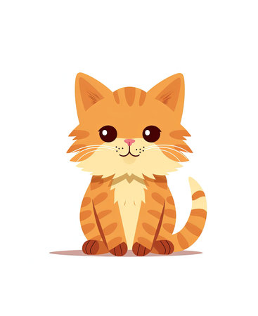Cute cartoon cat. Vector illustration isolated on a white background.の素材