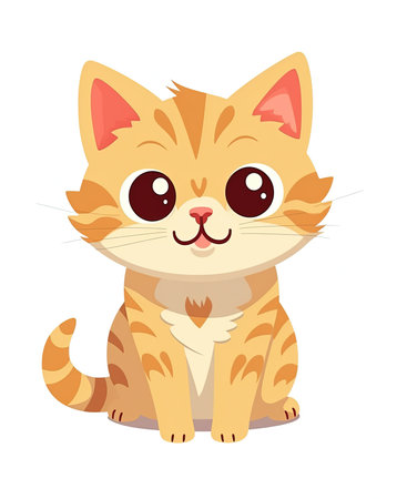 Cute cartoon cat. Vector illustration isolated on a white background.の素材