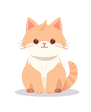 Cute cat sitting on the floor. Vector illustration in cartoon style.の素材