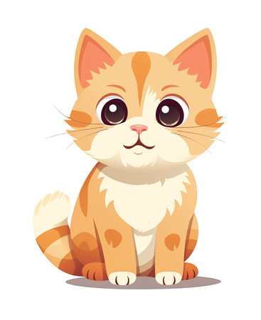 Cute cartoon cat. Vector illustration isolated on a white background.の素材