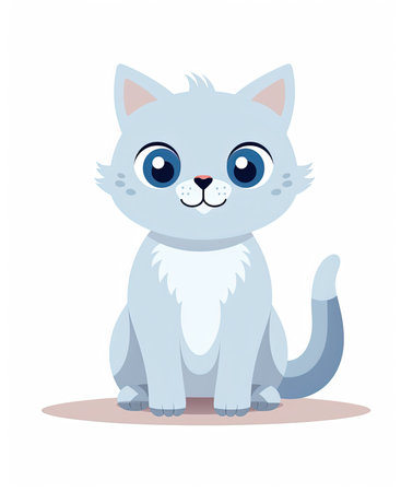 Cute cartoon cat. Vector illustration isolated on a white background.の素材