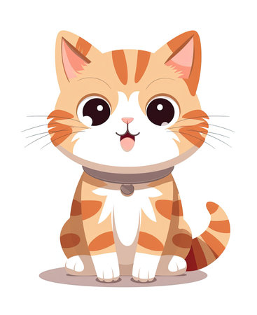 Cute cartoon cat. Vector illustration isolated on a white background.の素材