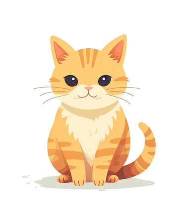 Cute cartoon cat. Vector illustration isolated on a white background.の素材