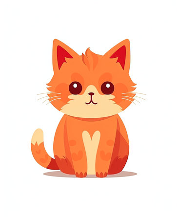 Cute red cat sitting on a white background. Vector illustration.の素材