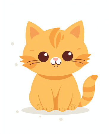 Cute cartoon cat. Vector illustration isolated on a white background.の素材