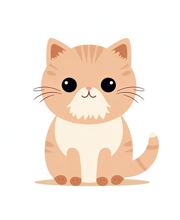 Cute cartoon cat. Vector illustration isolated on a white background.の素材
