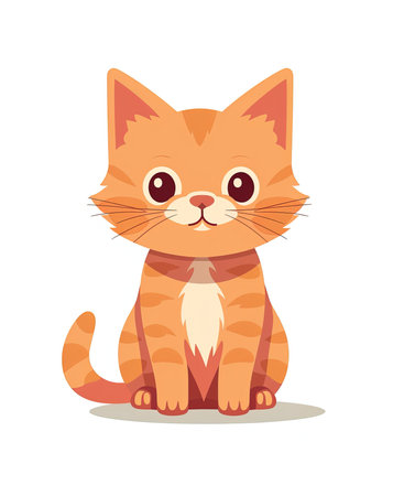 Cute cartoon cat. Vector illustration isolated on a white background.の素材