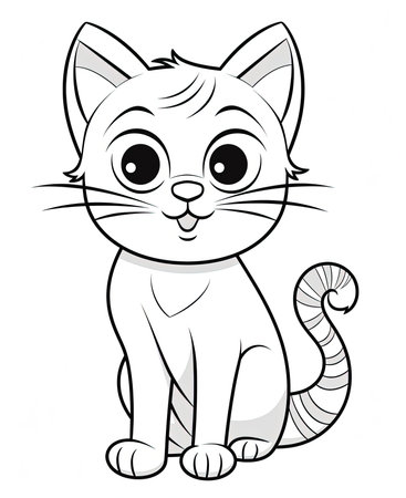 Cute cartoon cat. Vector illustration for coloring book or page.の素材