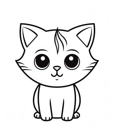 Cute cartoon cat isolated on a white background. Vector illustration.の素材